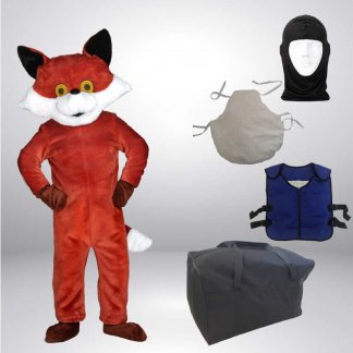 Set Angebot Fuchs Kostüm + Hygiene Haube + Kissen + Kühlweste + Tasche L